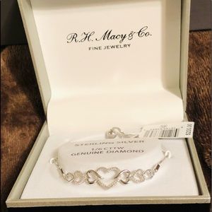 DIAMOND 💎 INTERLOCKING HEART BOLO BRACELET - STERLING SILVER